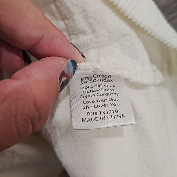 Show Me Your MuMu Outlaw Dress Ivory Corduroy - Picture 3 of 11